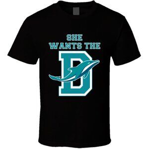 Miami Football She Wants The D Funny Graphic T-Shirt Game Day Fan Gift Casual 91